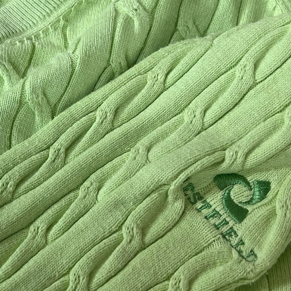 Kate Lord Cotton Cashmere Lime Light Green V Neck Pullover Long Sleeve Sweater M - Picture 9 of 9